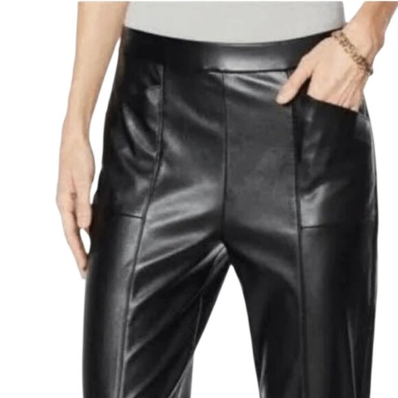 H by Halston Vegan Leather Black Cropped Ankle Pants XL - Picture 2 of 16